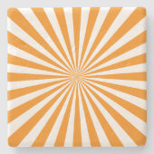 Modernes Orange White Geometric Sunshine aus dem M Steinuntersetzer (Vorderseite)