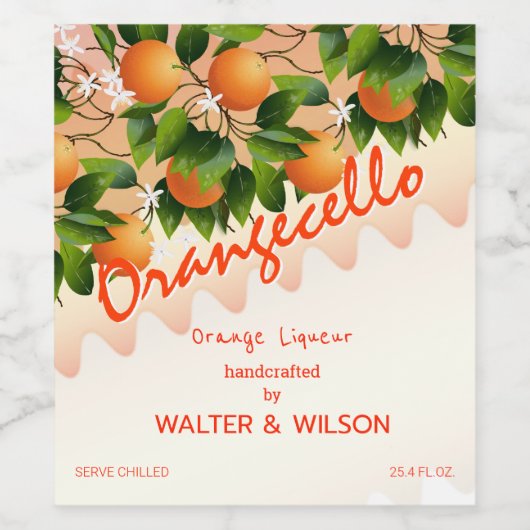 Modernes Orangecello Orange Weinetikett (Einzelnes Label)