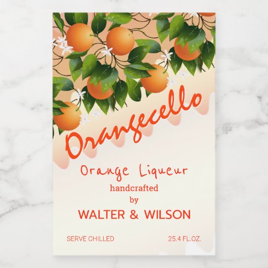 Modernes Orangecello Orange Weinetikett (Einzelnes Label)