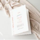 Modernes Orangefaltetes Hochzeitsprogramm Programm