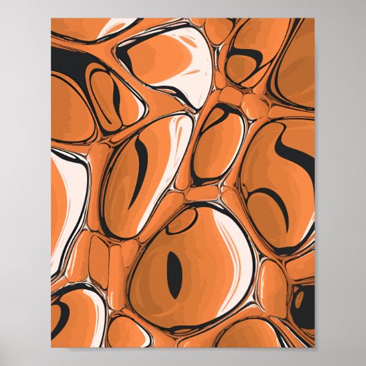Modernes, orangefarbenes Abstraktes Design Poster (Vorne)