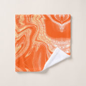 Modernes, orangefarbenes abstraktes Marmormuster Badhandtuch Set (Waschlappen)