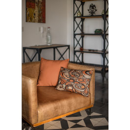 Modernes, orangefarbenes Abstraktes Muster Dekokissen