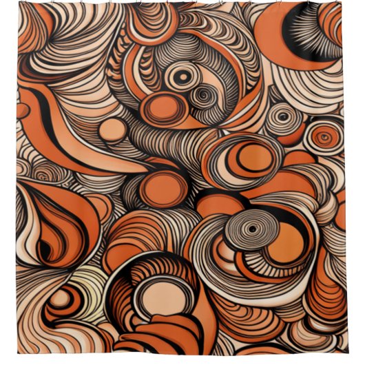 Modernes, orangefarbenes Abstraktes Muster Duschvorhang (Vorderseite)