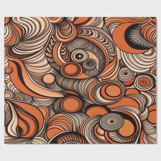 Modernes, orangefarbenes Abstraktes Muster Geschenkpapier (Flach)
