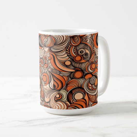 Modernes, orangefarbenes Abstraktes Muster Kaffeetasse (VorderseiteRechts)