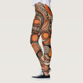 Modernes, orangefarbenes Abstraktes Muster Leggings (Links)