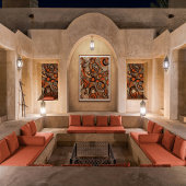 Modernes, orangefarbenes Abstraktes Muster Poster