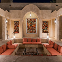 Modernes, orangefarbenes Abstraktes Muster Poster