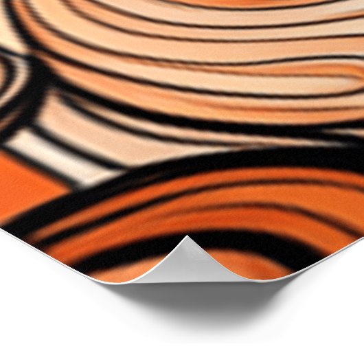 Modernes, orangefarbenes Abstraktes Muster Poster (Ecke)