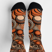 Modernes, orangefarbenes Abstraktes Muster Socken (Oben)