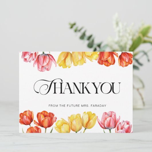 Modernes orangefarbenes Brautparty Dankeskarte (Stehend Vorderseite)