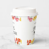 Modernes orangefarbenes Brautparty Pappbecher (Links)