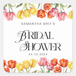 Modernes orangefarbenes Brautparty Quadratischer Aufkleber