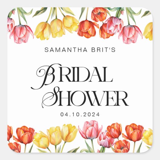 Modernes orangefarbenes Brautparty Quadratischer Aufkleber (Vorderseite)