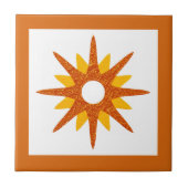 Modernes Orangefarbenes Design der Sternexplosion  Fliese (Vorderseite)