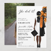 Modernes orangefarbenes Foto, das sie getan hat Ab Einladung (Vorne/Hinten)