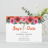 Modernes Orangefarbenes Foto mit Blumenbeete Save The Date (Stehend Vorderseite)