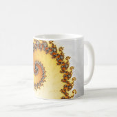 Modernes orangefarbenes Fraktal mit Namen Kaffeetasse (VorderseiteRechts)