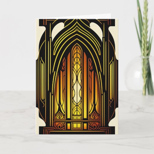 Modernes orangefarbenes Jugendstil-Glas Dankeskarte (Vorderseite)