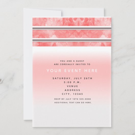 Modernes Orangefarbenes Korallenwasser Strip Chic  Einladung (Vorderseite)