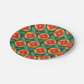 Modernes, orangefarbenes Muster aus dem Mittelalte Pappteller (Schrägansicht)