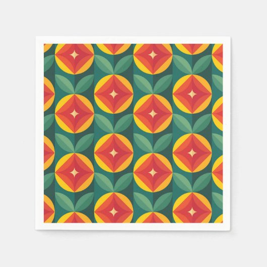 Modernes, orangefarbenes Muster aus dem Mittelalte Serviette (Vorderseite)