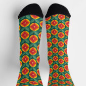 Modernes, orangefarbenes Muster aus dem Mittelalte Socken (Oben)