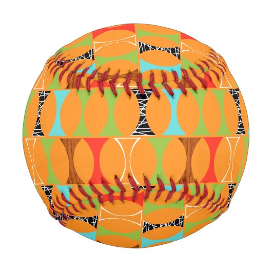 Modernes Orangefarbenes Muster Baseball Mitte des (Vorderseite)