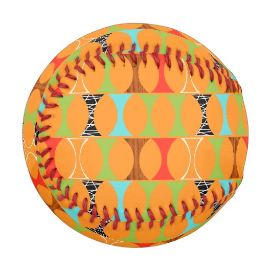 Modernes Orangefarbenes Muster Baseball Mitte des  (Vorderseite Links)