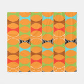 Modernes Orangefarbenes Muster Fleece Blanket aus (Vorderseite (Horizontal))