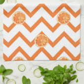 Modernes, orangefarbenes Muster Geschirrtuch (Gefaltet)