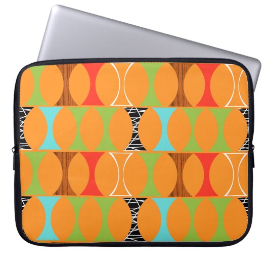 Modernes Orangefarbenes Muster - Laptop-Sieb Mitte Laptopschutzhülle (Vorderseite)