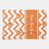 Modernes orangefarbenes Muster mit Text personalis Geschirrtuch (Horizontal)