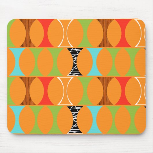 Modernes Orangefarbenes Muster Mousepad Mitte des (Vorne)