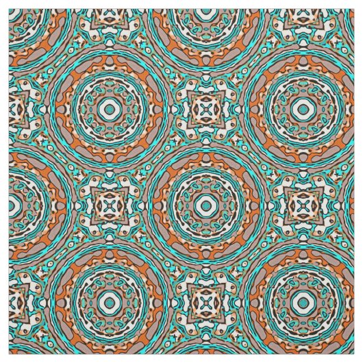 Modernes orangefarbenes türkisfarbenes Mosaikmuste Stoff (Muster)