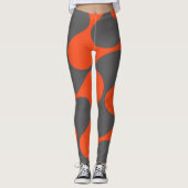 Modernes, orangefarbenes und grau Abstraktes geome Leggings (Vorderseite)
