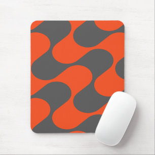 Modernes, orangefarbenes und grau Abstraktes geome Mousepad