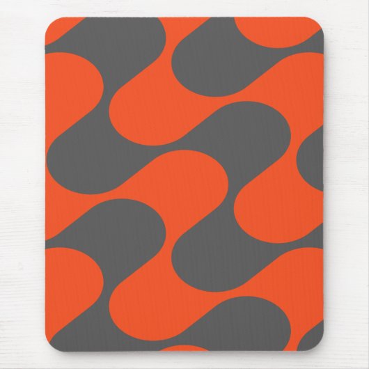 Modernes, orangefarbenes und grau Abstraktes geome Mousepad (Vorne)