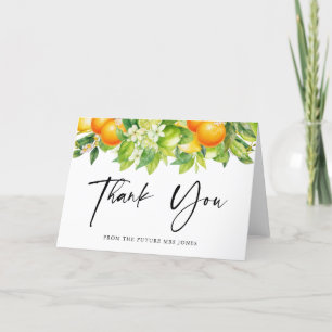 Modernes Orangen Lemon Citrus Brautparty Dankeskarte