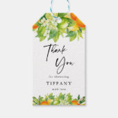 Modernes Orangen Lemon Citrus Brautparty Geschenkanhänger (Vorderseite)