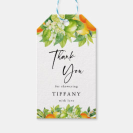 Modernes Orangen Lemon Citrus Brautparty Geschenkanhänger