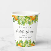 Modernes Orangen Lemon Citrus Brautparty Pappbecher (Vorderseite)