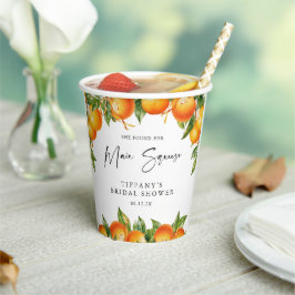 Modernes Orangen Lemon Citrus Brautparty Pappbecher