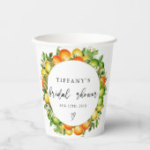 Modernes Orangen Lemon Citrus Brautparty Pappbecher (Vorderseite)