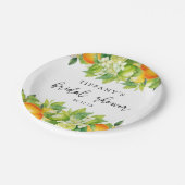 Modernes Orangen Lemon Citrus Brautparty Pappteller (Schrägansicht)