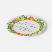 Modernes Orangen Lemon Citrus Brautparty Pappteller (Schrägansicht)