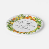 Modernes Orangen Lemon Citrus Brautparty Pappteller (Schrägansicht)