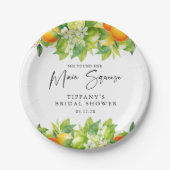 Modernes Orangen Lemon Citrus Brautparty Pappteller (Vorderseite)