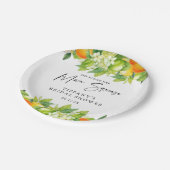 Modernes Orangen Lemon Citrus Brautparty Pappteller (Schrägansicht)